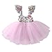 Newborn Toddler Baby Girls Floral Dress Party Ball Gown Lace Tutu Formal Dresses Sundress (5T, Pink)