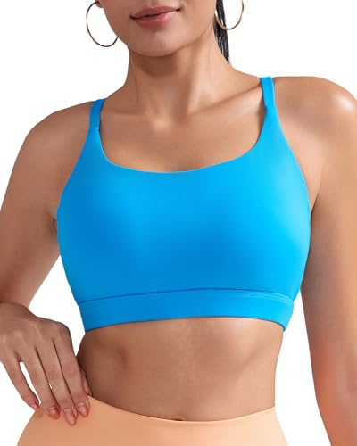 Image of RUNNING GIRL Sports Bras for Women,Light Impact Molded Cup Strap Sports Bra with Sewn in Pads,Best for A-C Cup