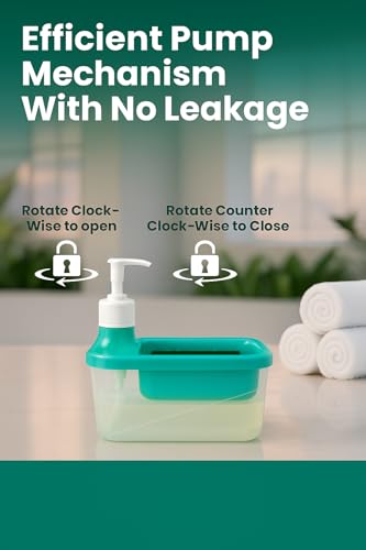 Image of Zuku Local Liquid Soap Dispenser for Kitchen Dishwash Liquid Soap Dispenser for Kitchen Sink Dish Washer Box Dispenser Liquid with Free Sponge(Green)