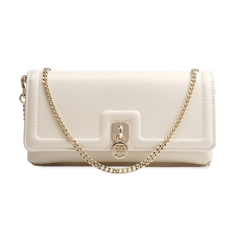 Image of Tommy Hilfiger Women's Flap Wallet with Detachable Sling Lumiere - Beige | PU Solid Finish | | No. of Compartment - 2 | Stylish Clutch for Women