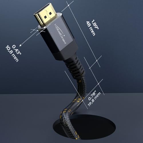 Image of KabelDirekt - 8K /4K HDMI 2.1 Cable - 3ft - Break-Resistant Metal connectors and Braided Sheathing (8K@60Hz, Ultra High Speed /48G, Standard, Ideal for PS5 /Xbox, Monitor /TV /Projector, Black)