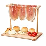 Tagliere Appendi Prosciutto in Legno di Faggio Smontabile 40x22,5x31 cm Vassoio da Portata per Aperitivi Antipasti Affettati Uso Casa e Ristorazione