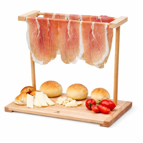Tagliere Appendi Prosciutto in Legno di Faggio Smontabile 40x22,5x31 cm Vassoio da Portata per Aperitivi Antipasti Affettati Uso Casa e Ristorazione