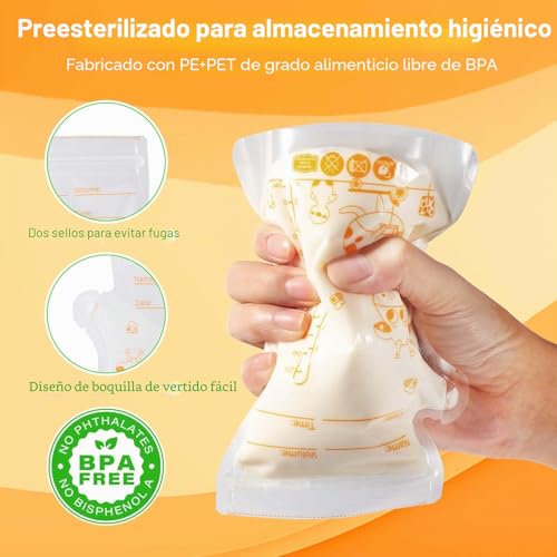 Miniatura 2 de Vinabo 50pcs Recipientes Almacenamiento Leche Materna, 250ml Bolsa Leche Materna, Bolsas Almacenar Leche Materna Con Doble Cierre, De Congelación Y Descongelación Rápida