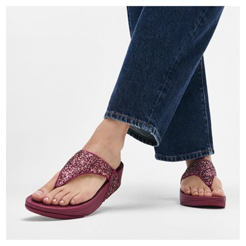 Image of FitFlop Lulu Multi-Tonal Glitter Toe-Post Sandals