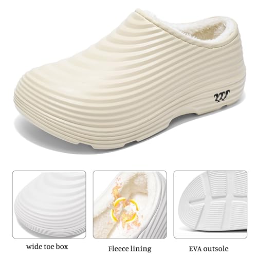 Non Slip Work Shoes for Women Men Comfortable Fur Lined Clogs Armadillo Chef Clog Mules Unisex Winter Fleece Walking Garden Shoes Waterproof Fuzzy Slippers3
