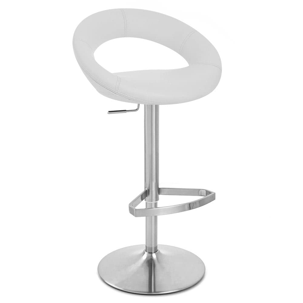 Zuriwhite Crescent Adjustable Height Swivel Armless Bar Stool