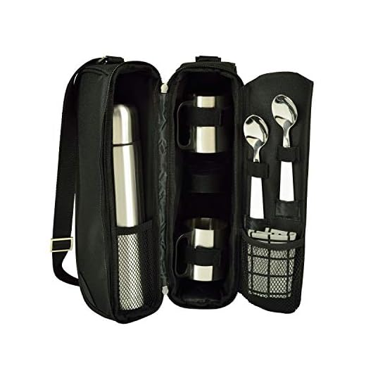 How to carry coffee thermos with messenger bag Picnic Coffee Tote for Two with Accessories