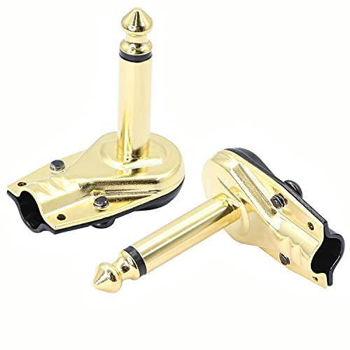 Conector plano pancake 6.35mm ángulo 90° dorado 2 pcs miniatura 1