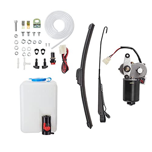 Kemimoto UTV Windshield Washer Pump Kit with 12V Windshield Wiper Motor Kit Compatible with Polaris RZR Ranger General Can Am X3 Defender Commander Golf Cart
