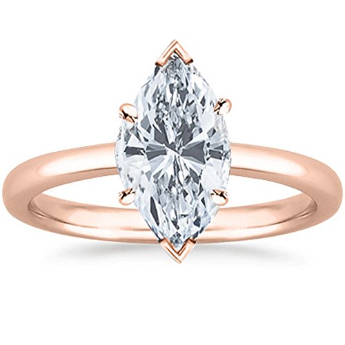 0.33 Ct Marquise Cut Solitaire Diamond Engagement Ring 14K White Gold (G Color SI1 Clarity)
