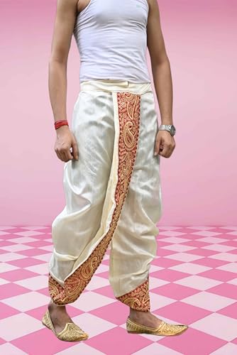 Image of Men's Ready to Wear Pant System MARWADI Embroidered Dhoti for Marriage, Party, Pooja, Festival etc. (GC009)