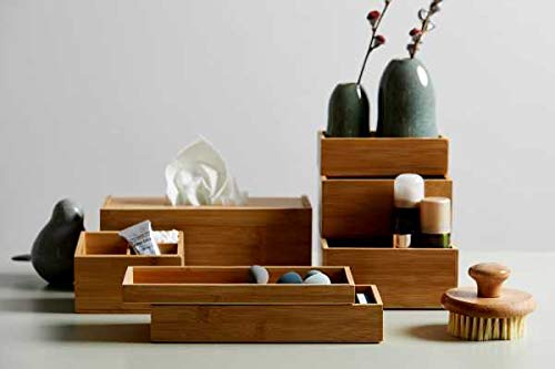 WENKO Bambus Ablage Terra M, praktische Organizer-Box für Schränke und Regale in Küche, Bad und dem gesamten Haushalt, übersichtliche Aufbewahrung von kleinen Utensilien, 15 x 7 x 15 cm, Natur