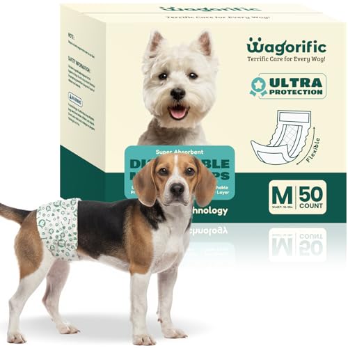 Dog Diapers for Male Dogs: Leakproof, Adjustable, Soft, and Breathable Disposable Diapers for Male Doggie – Perfect for Incontinence, Training, and Travel – 50 Pack Size M