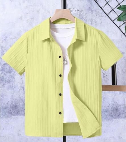 Image of Vikita Enterprise Devansh Cotton Stylish Boys Shirts Regular Fit Hawaiian Sugarcane Strips Popcorn Plain Unisex Shirt