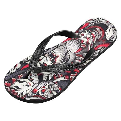 Burbuja Japanese Noh Mask Flip Flops for Women Men, Soft Thong Sandals Rubber Slippers for Pool Beach Essentials2