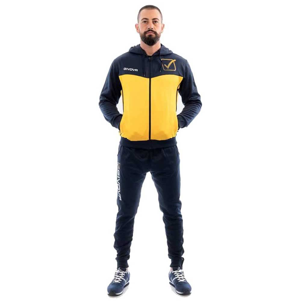 GIVOVA TUTA VISA MELANGE CON CAPPUCCIO POLARFLEECE BLU/GIALLO MELANGE Tg. 4XS