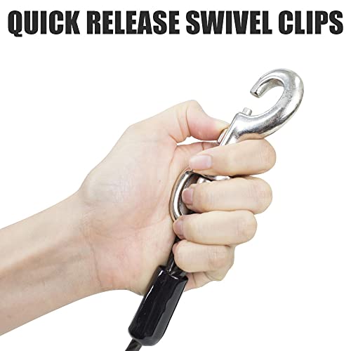 BV Dog Tie Out Cable 25 Feet - Heavy Duty Dog Lead Up to 250 Pounds - Reflective & Rust-Free with Quick Release Swivel Clips & 360° Rotating Clasp - Tangle-Free Dogs Runner for Yard (Grey, Single) - Image 6