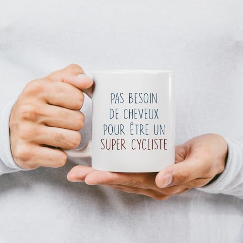 quotedazur - Mug Pas Besoin De Cheveux Pour Être Un Super Cycliste - Cadeau Humour Cyclisme Anniversaire Noël – vue 2