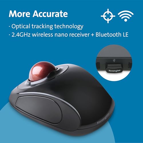 Image of Kensington Orbit Wireless Trackball Mouse with Touch Scroll Ring (K72352US),Black