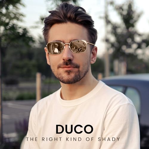 DUCO Square Sunglasses for Men Women Polarized Driving Sun Glasses UV400 Protection Retro Shades DC30384