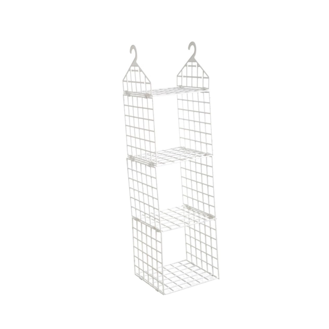 LABRIMP Organizer da Armadio Sospeso Pieghevole a Tre Grandi Strati in Pp | Bianco, Design Ventilato a Griglia Ampia Apertura, per Accessori e Cappelli