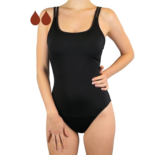 MYLILY Badeanzug schwarz I Strandmode Damen während der Periode I Periode Schwimmen I zusätzlicher Schutz am Strand | Damen Badeanzug Größe 38 I Für leichte Tage I Zero Waste