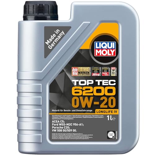 LIQUI MOLY Top Tec 6200 0W-20 | 1 L | Synthesetechnologie Motoröl | Art.-Nr.: 20780, Farblos, 1 Liter