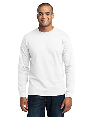 Port & Company Men's Tall Long Sleeve 50/50 Cotton/Poly T Shirt XLT White
