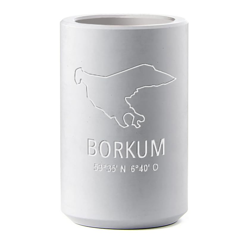 Flaschenkühler aus Beton, 20,5 cm Höhe, Borkum Inselreliev