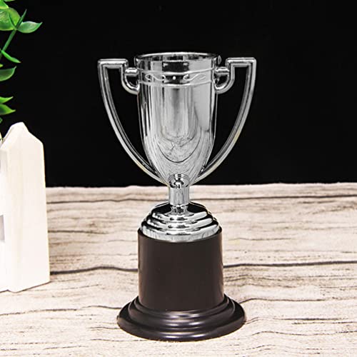 Tofficu 5 peças de mini troféu de prata para troféus de plástico, copos troféus de competições, prêm
