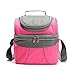 Yaunli Kosz piknikowy dwuwarstwowa izolowana torba na lunch outdoorowa przenośna torba piknikowa do przechowywania świeżości wielofunkcyjna chłodziarka kosze piknikowe z pokrywką (kolor: Różowa czerwona)