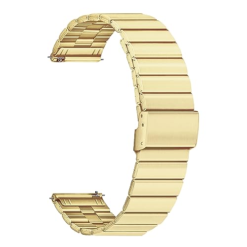 Image of ACM Watch Strap Stainless Steel Metal 22mm compatible with Fire-Boltt Invincible Plus Bsw097 Smartwatch Adjustable Belt Band Champagne Gold