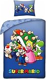 100% Marchandise Officielle Parure de Lit Super Mario, Housse de Couette Réversible 140x200 cm, Taie d\'oreiller 65x65 cm (Parure de lit Mario Bros)