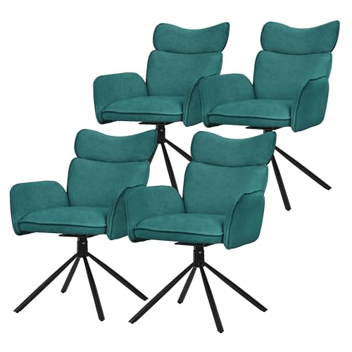 ML-Design Esszimmerstühle drehbar 4er Set Petrol mit Stoffbezug, Wohnzimmerstuhl mit Armlehne & Rückenlehne, 360° Drehstuhl, Polsterstuhl mit Metallbeinen, Sessel ergonomisch, Küchenstuhl Loungesessel ML-Design Esszimmerstühle drehbar 4er Set Petrol mit Stoffbezug, Wohnzimmerstuhl mit Armlehne & Rückenlehne, 360° Drehstuhl, Polsterstuhl mit Metallbeinen, Sessel ergonomisch, Küchenstuhl Loungesessel