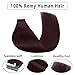 Hairro 16 Inch Remy Tape in Hair Extensions Human Hair, 100g 40pcs Wine Red Long Straight Hairpieces with Double Sided Tape Burgundy