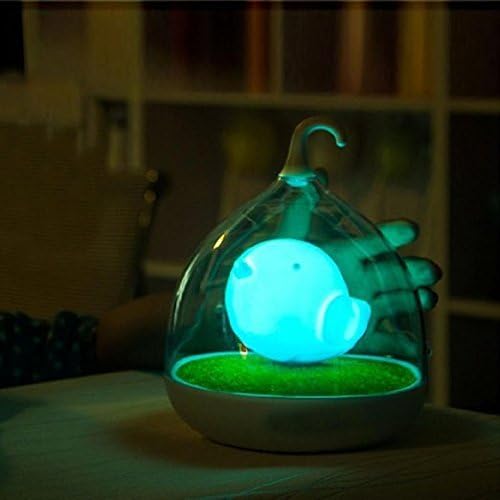 Creative Rechargeable Bird Cage Sleeping Night light Lantern Cage Lamp USB Rechargeable Intelligence Touch Sensor Baby Children Portable LED Lights (Blue)