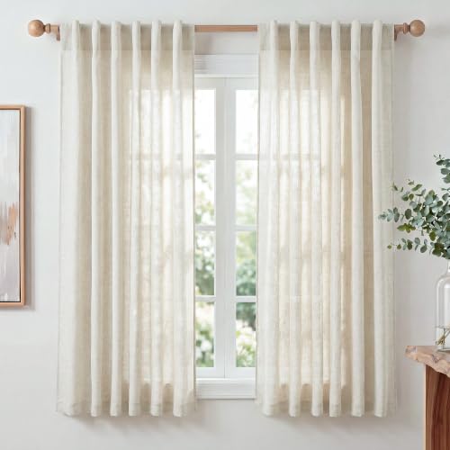Visillos semi translucidos de lino con caída elegante estilo rustico 2