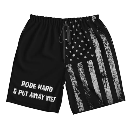 Mens Rode Hard & Put Away Wet Swim Trunks Hawaiian Beach Quick Dry Board Shorts Breathable Suits