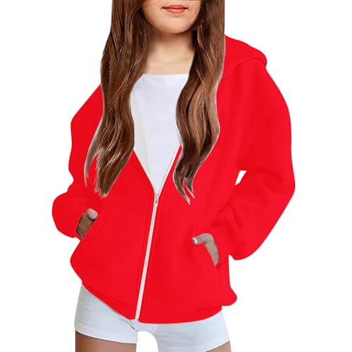 Hoodies for Girls Boys Fashion Sports Solid Full Zip Long Sleeve Sweatshirt Fall Winter Loose Fit Jacket with Pocket2