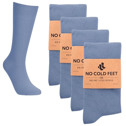 Fun Blue Colorful Novelty Socks for Men for Dress Casual Formal Groomsmen Wedding, 4 Pack
