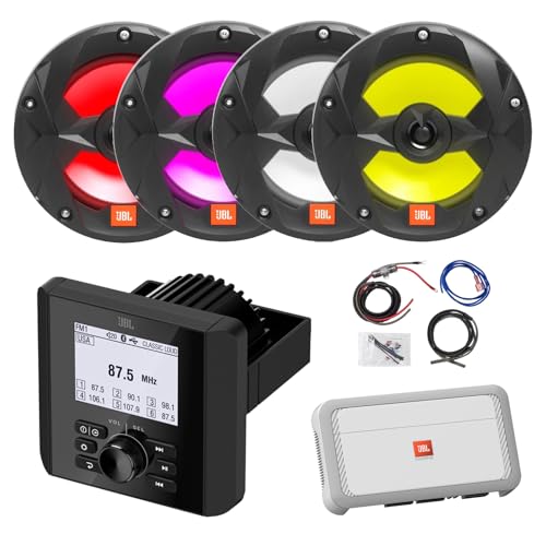 Marine Bluetooth AM/FM Radio Digital Media Receiver, 4x 6.5