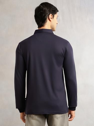 Image of Thomas Scott Men's Regular Fit Polo Performance T-Shirt | Viscose Rayon Fabric | Solid Knitted Polo Collar | Long Sleeves | Soft, Breathable & Comfortable Casual Wear for Men