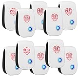 Repellente a ultrasuoni per la disinfestazione, confezione da 10, repellente per interni per topi, scarafaggi, formiche, roditori, insetti, zanzare, ragni, per casa, garage, magazzino, cucina