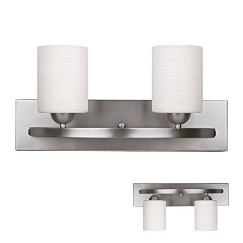 Bennington Lakeland 2-Bulb Bath Vanity Light Fixture Bar, Brushed Nickel