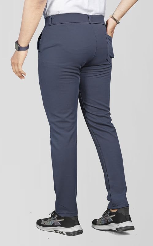 Image of MiraMichi Men's Slim Fit Formal Trousers - Crafted from Premium Lycra Blend Fabric, Solid Pattern, Ideal for Formal Occasions