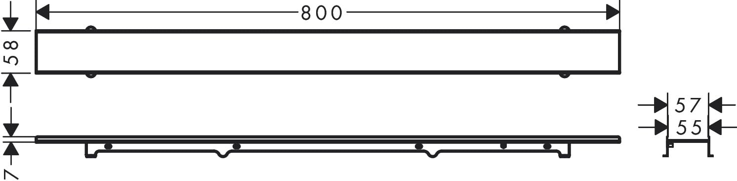hansgrohe Fertigset Duschrinne RainDrain Rock, befliesbare Abflussrinne 700mm, Bodenablauf Dusche kürzbar
