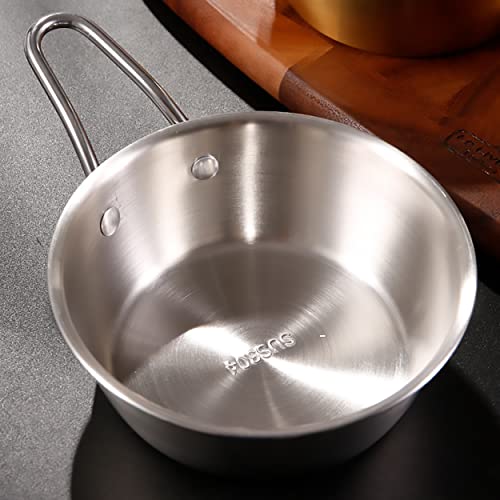 Dadamong 2-Pack Makgeolli Bowls, 304 Stainless Steel Korean Traditional Bowls Rice Wine Bowl With Handle, Hiking Soup Dish, Food Bowl Camp Cup, 4.7 Inch, 10 Ounces (Silver) #TOP5