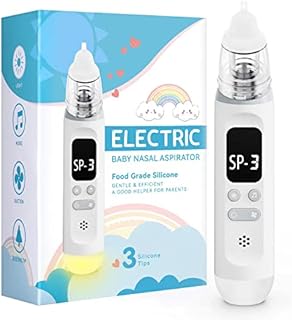 Nasal Aspirator for Baby, Electric Baby Nose Sucker with Adjustable 3 Levels Suction, Rechargeable Booger Sucker for Babies with 8 Light Modes and 3 Nursery Rhymes