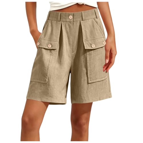 Short cargo femme été léger et respirant avec taille haute ample pour la randonnée active